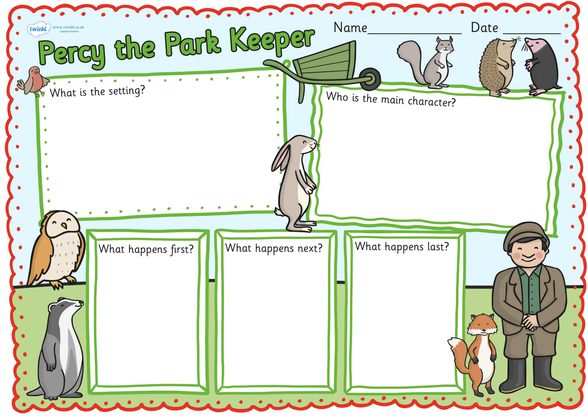 Can you fill in the boxes with the correct information from the story?