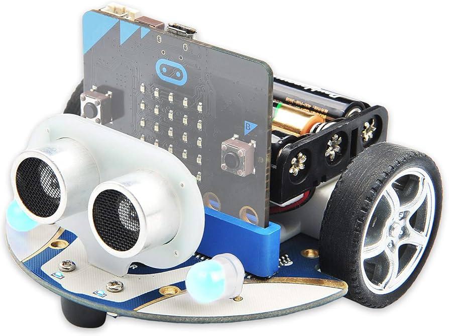 The Cutebot, with BBC micro:bits, features line tracking, lights, and obstacle avoidance.